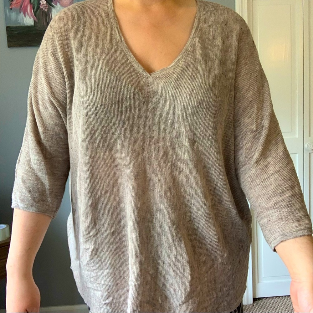 Eileen Fisher Tan Linen Top XL
